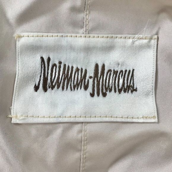 Womens Vintage 80s Neiman Marcus Beige Minimalist Classy Trench Rain Coat / 8 - Picture 9 of 12